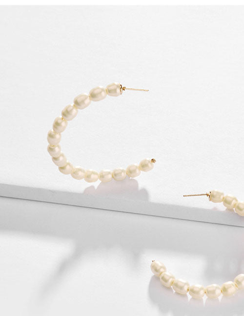 Soho White Pearl Hoops