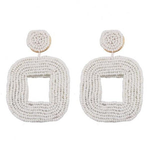 Olivia Beaded Square Hoops